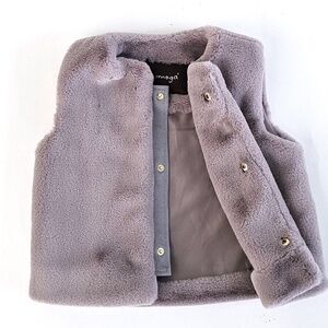Imoga Cozy EVA Faux FUR VEST For Girls with snap buttons Dove